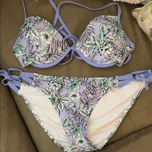 Cute Floral and Stripe Bikini